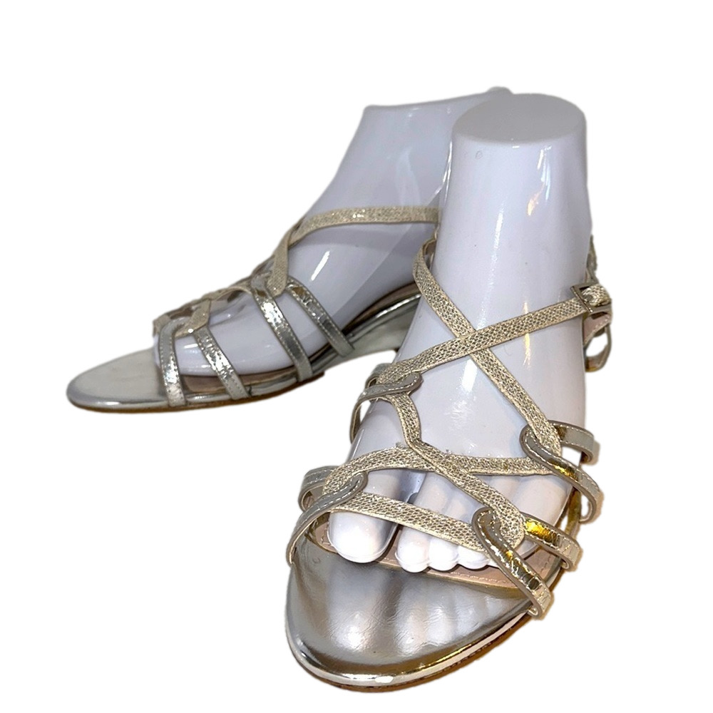 I. Miller Beautiful Shoes Strappy Metallic Wedge Sandals Size 8.5 - EUC